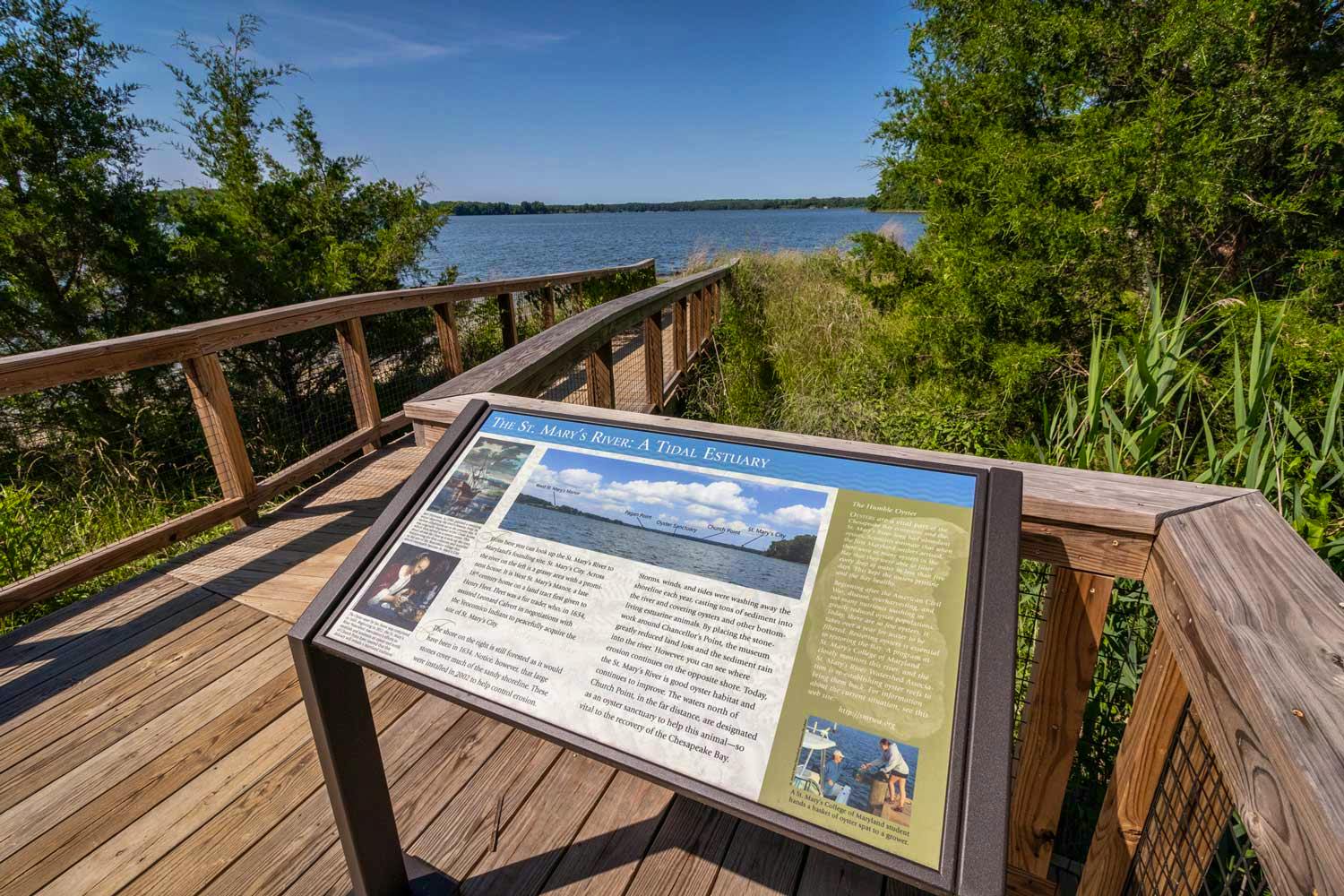An ADA boardwalk leads to the St. Mary's River - Chancellor's Point