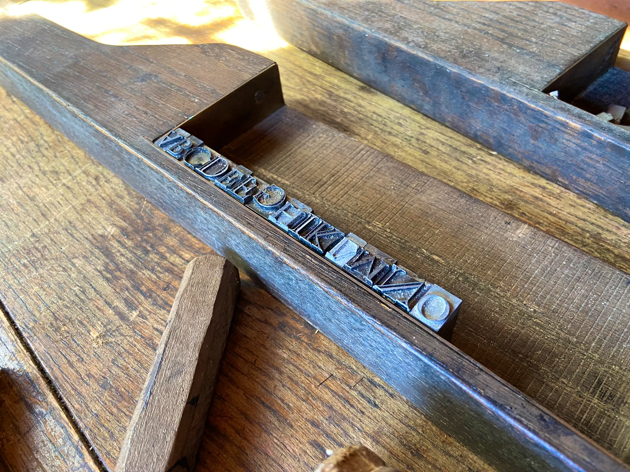 Lead type letters used in a printing press
