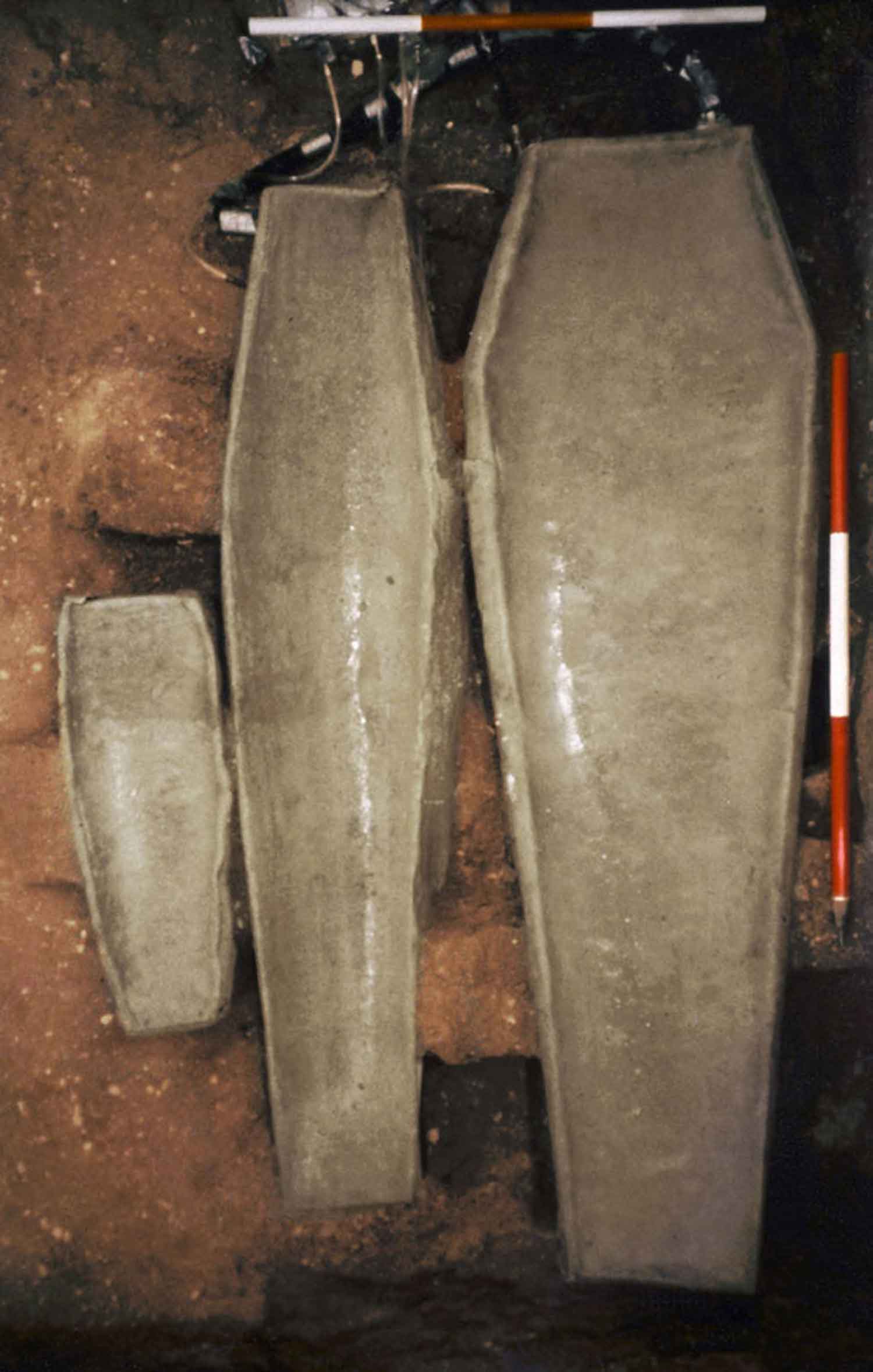 Three lead coffins discovered in the Brick Chapel