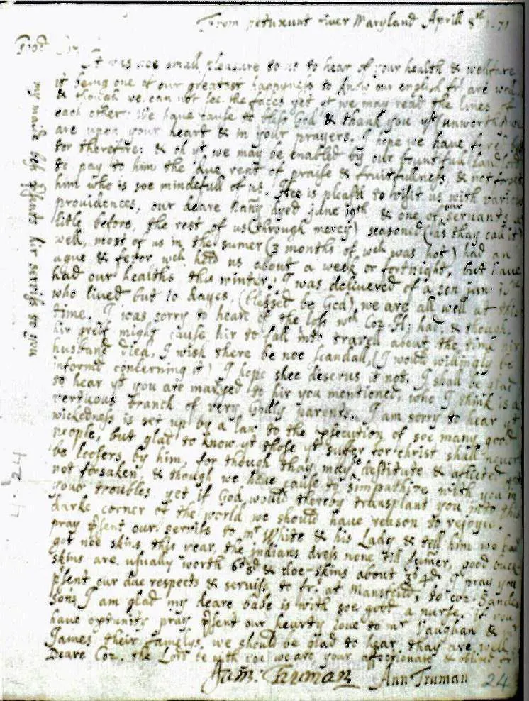 Stories - Clues to Early Maryland, #1 – A Rare Letter